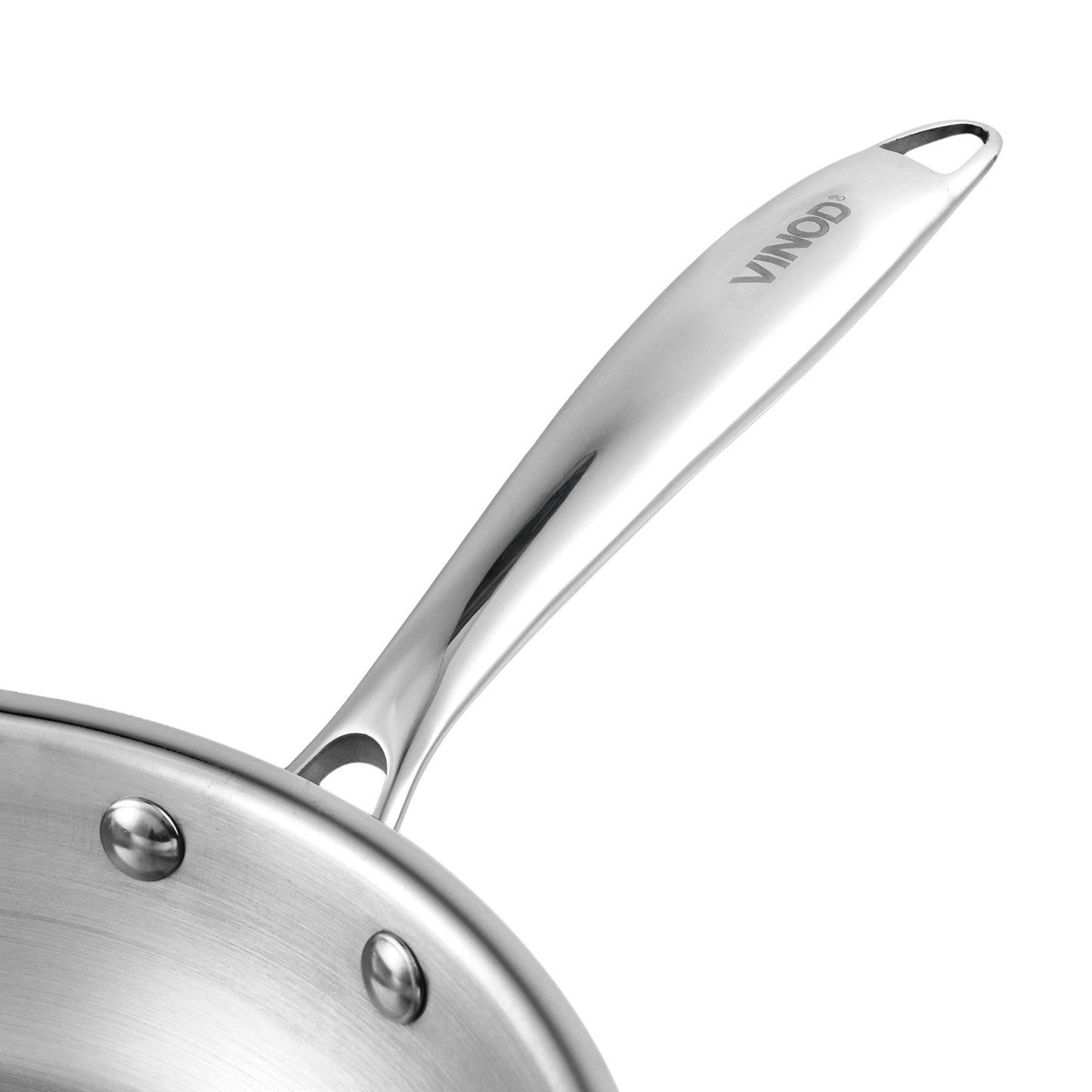 Multipurpose Fry Pan, Premium Triply Base, Mirror Finish Stainless Steel, Food Grade Stainless Steel, Long Lasting Cookware, Professional Kitchen Fry Pan, Easy To Clean Frypan, Modern Kitchen Cookware, Vinod Cookware India