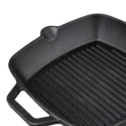 Vinod Legacy Pre-Seasoned Cast Iron Square Griddle - Oil Pour Design | Vinod Cookware India