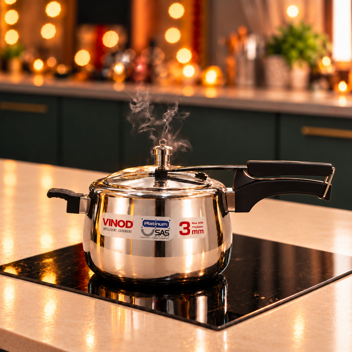 Vinod Europa Stainless Steel Handi Shape Inner Lid Pressure Cooker (Induction Friendly)