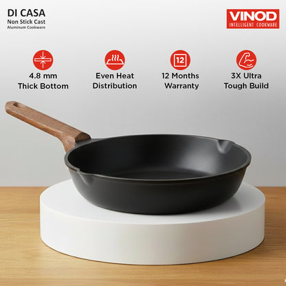 Vinod Di Casa Frypan - 4.8mm Thick Base Even Heat Distribution Gas Induction | Vinod Cookware