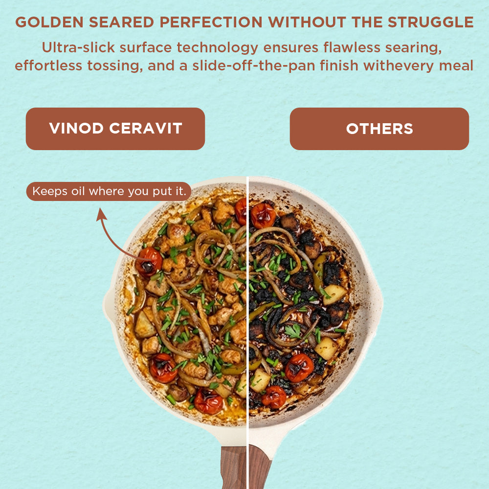 Vinod Ceravit Frypan - Ceramic vs Regular Pan Comparison | Vinod Cookware