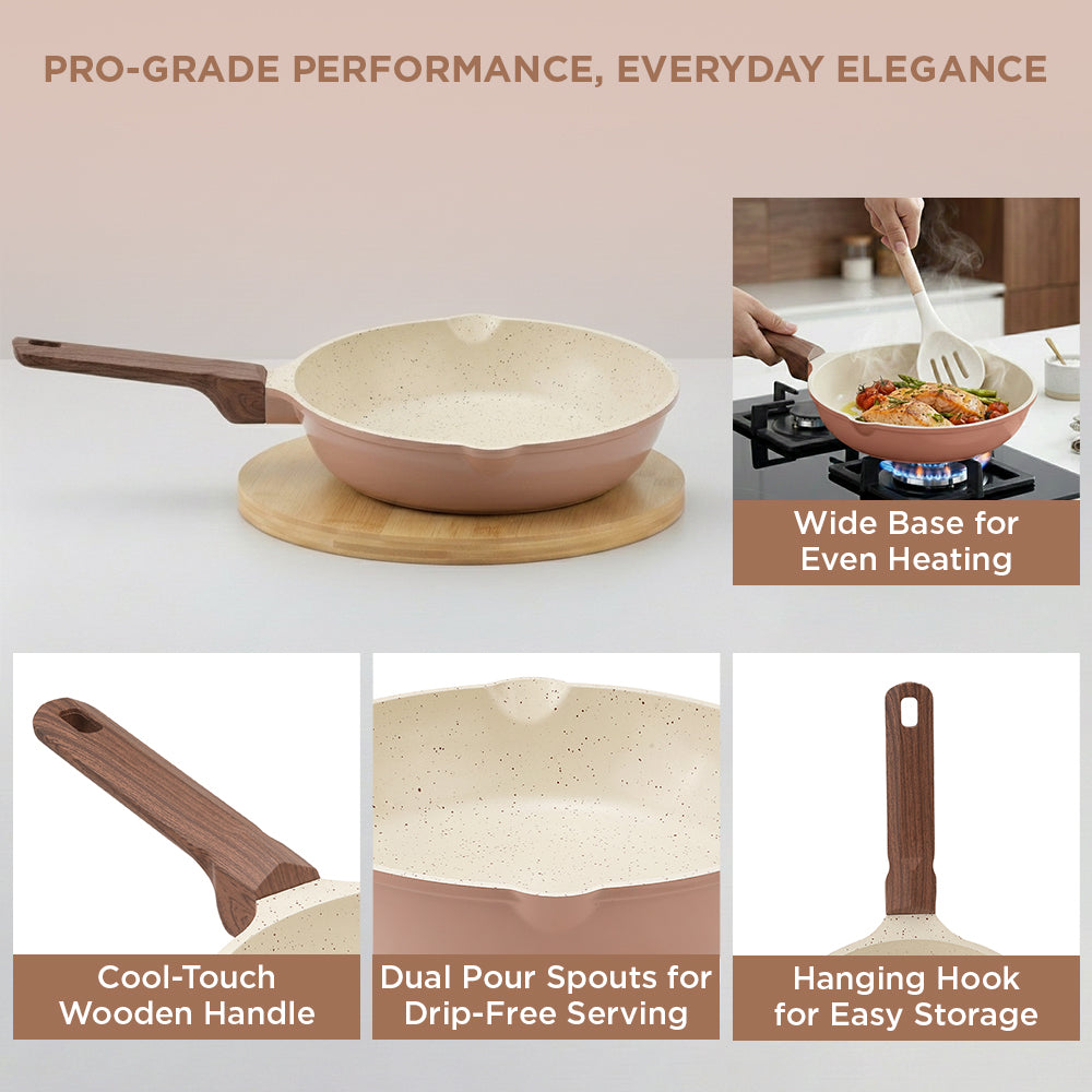 Vinod Ceravit Frypan - Ridged Grid Pattern Base for Even Heat Distribution | Vinod Cookware
