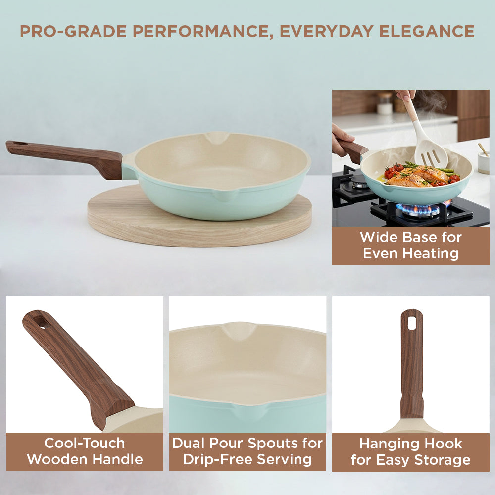 Vinod Ceravit Frypan - Ceragreen Colour Range Grid Style Shot | Vinod Cookware