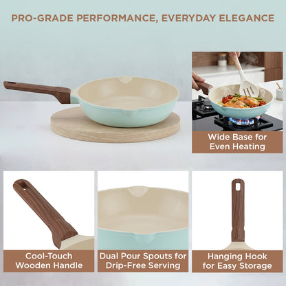 Vinod Ceravit Frypan - Ceragreen Colour Range Grid Style Shot | Vinod Cookware