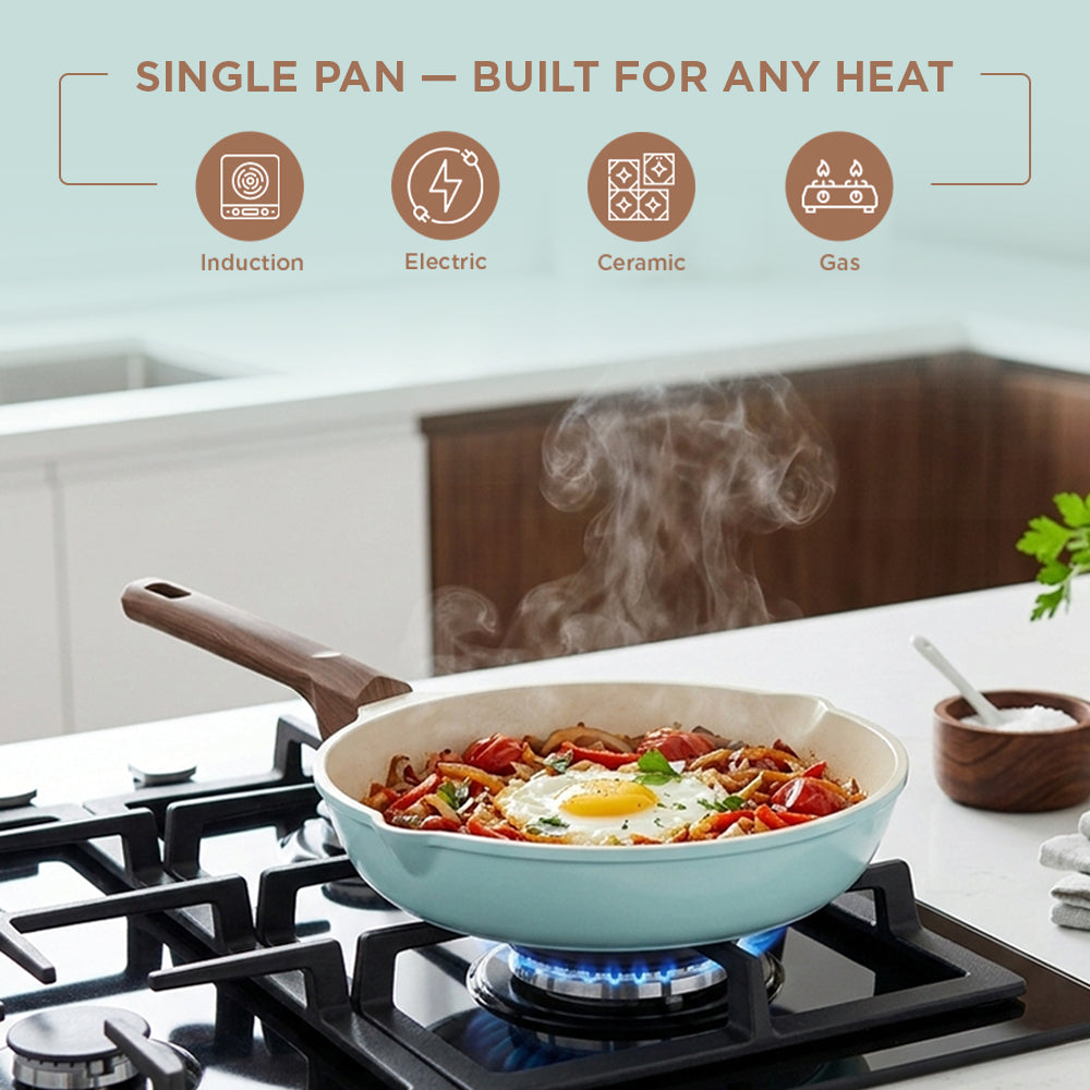 Vinod Ceravit Frypan Ceragreen - On Induction Heat-Crisp-Slide Technology | Vinod Cookware
