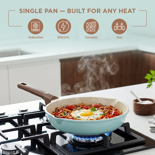 Vinod Ceravit Frypan Ceragreen - On Induction Heat-Crisp-Slide Technology | Vinod Cookware