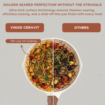 Vinod Ceravit Frypan - Washed Stone Ceramic vs Regular Pan Comparison | Vinod Cookware