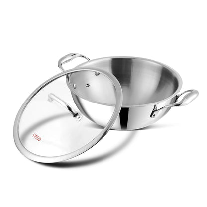 Vinod Platinum Triply Extra Deep Kadai with Lid - Feature View 2 | Vinod Cookware India