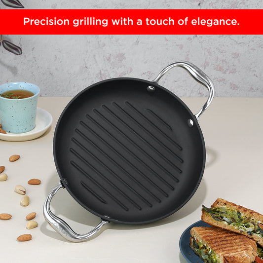 Vinod Ferona Cast Iron Grill Pan 24cm - Induction Friendly Main View | Vinod Cookware