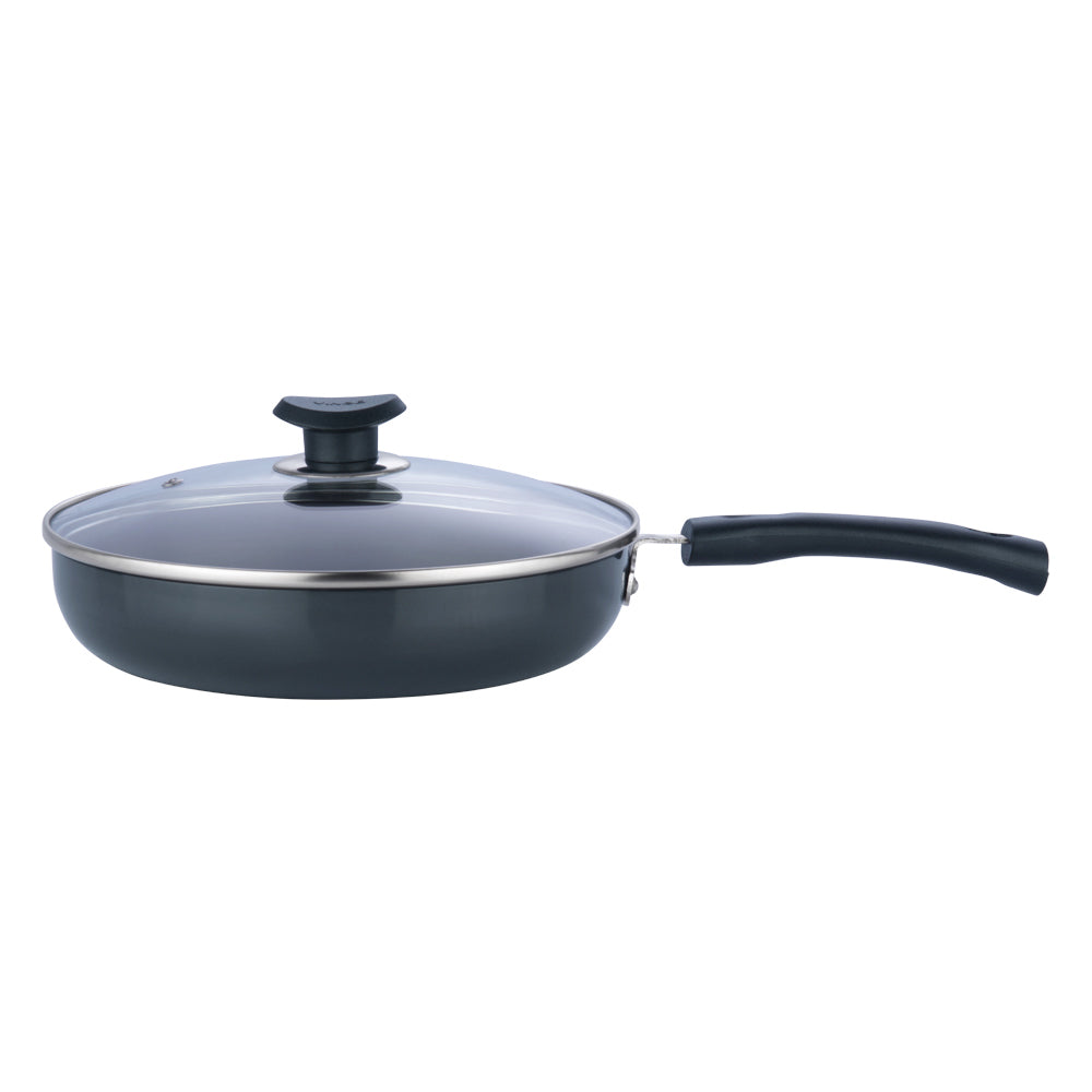 Vinod Hard Anodised Deep Frypan with Glass Lid - Induction Friendly, buy online India