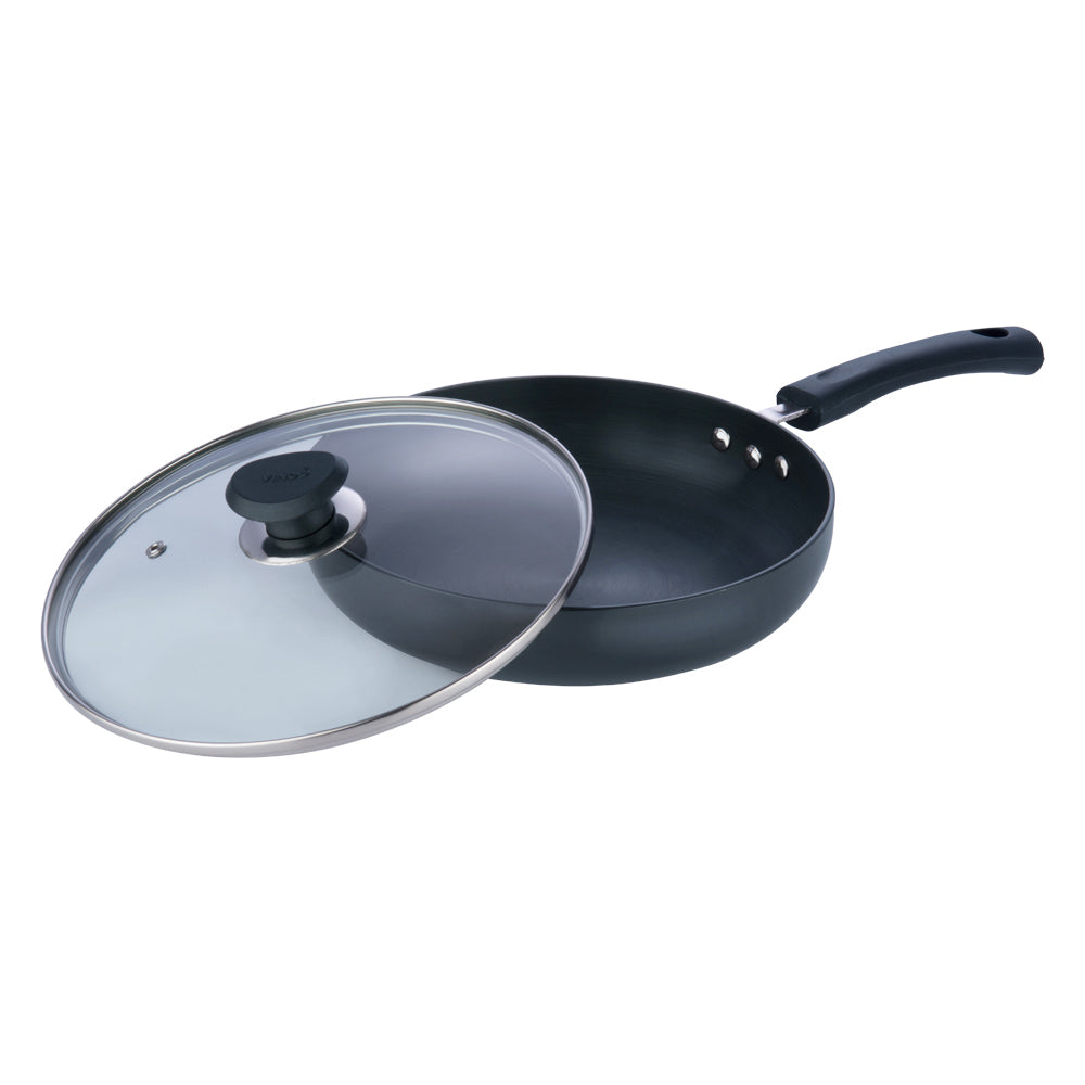 Vinod Hard Anodised Deep Frypan with Glass Lid - Induction Friendly, buy online India