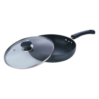 Vinod Hard Anodised Deep Frypan with Glass Lid - Induction Friendly, buy online India