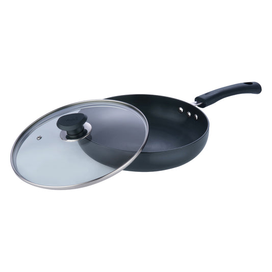 Vinod Hard Anodised Deep Frypan with Glass Lid - Induction Friendly, buy online India