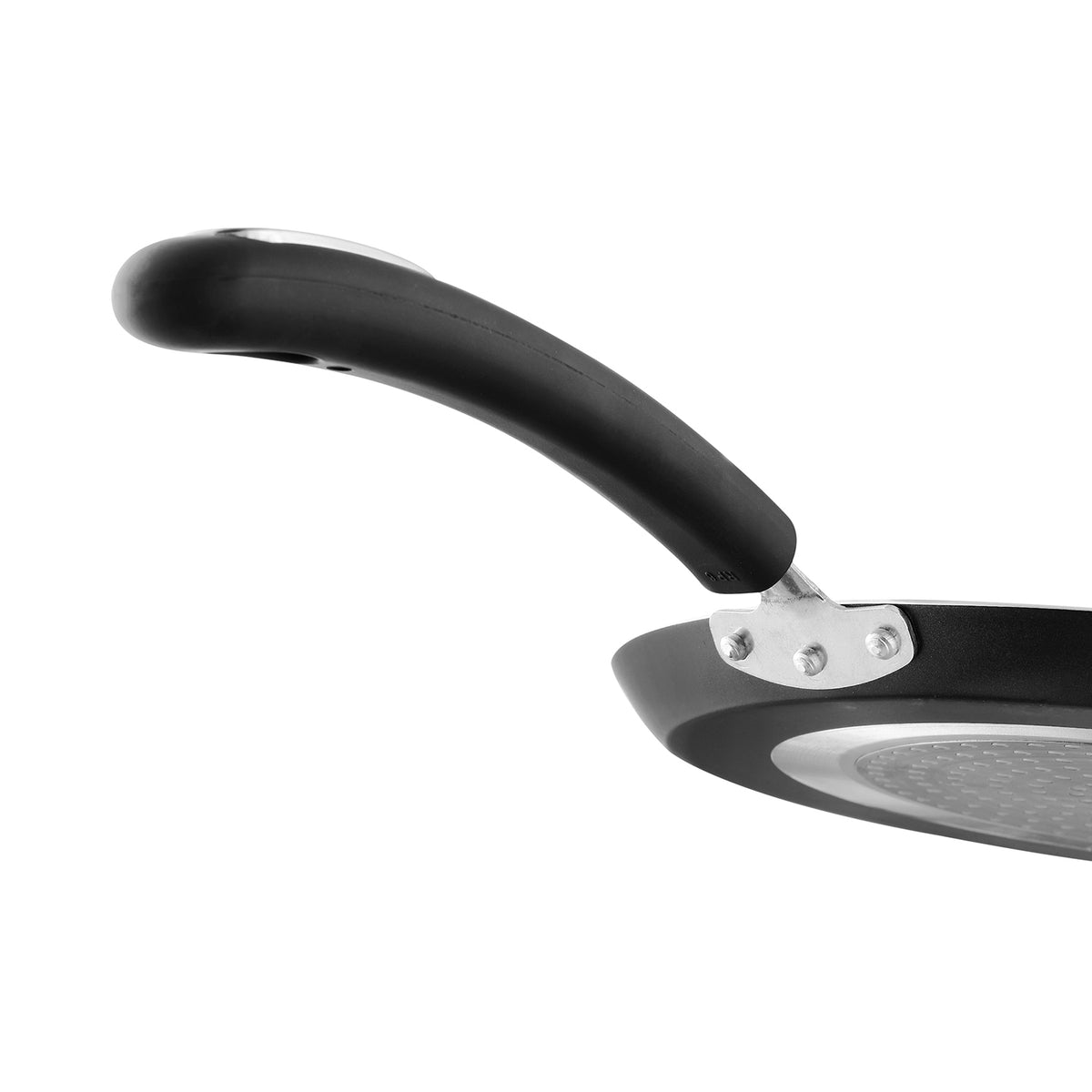 Close-up of the Marlibo Nonstick Dosa Tawa showing an ergonomic handle with sturdy metal attachment for comfortable handling.