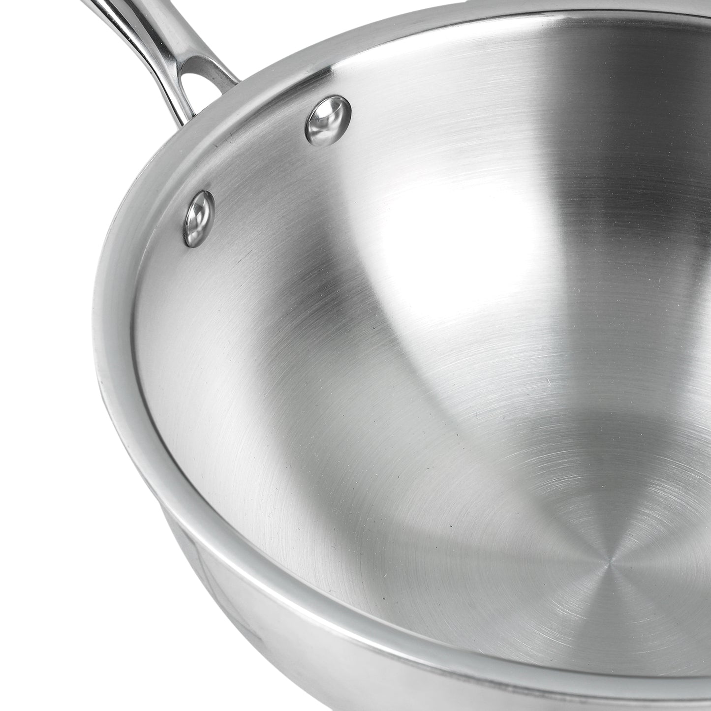 Cool Touch Handle, Durable Stainless Steel Pan, Gas Stove Compatible Frypan, Induction Compatible Cookware, Chef Style Deep Fry Pan, Kitchen Essential Frypan, Multipurpose Fry Pan, Premium Triply Base, Mirror Finish Stainless Steel, Food Grade Stainless Steel, Long Lasting Cookware, Professional Kitchen Fry Pan