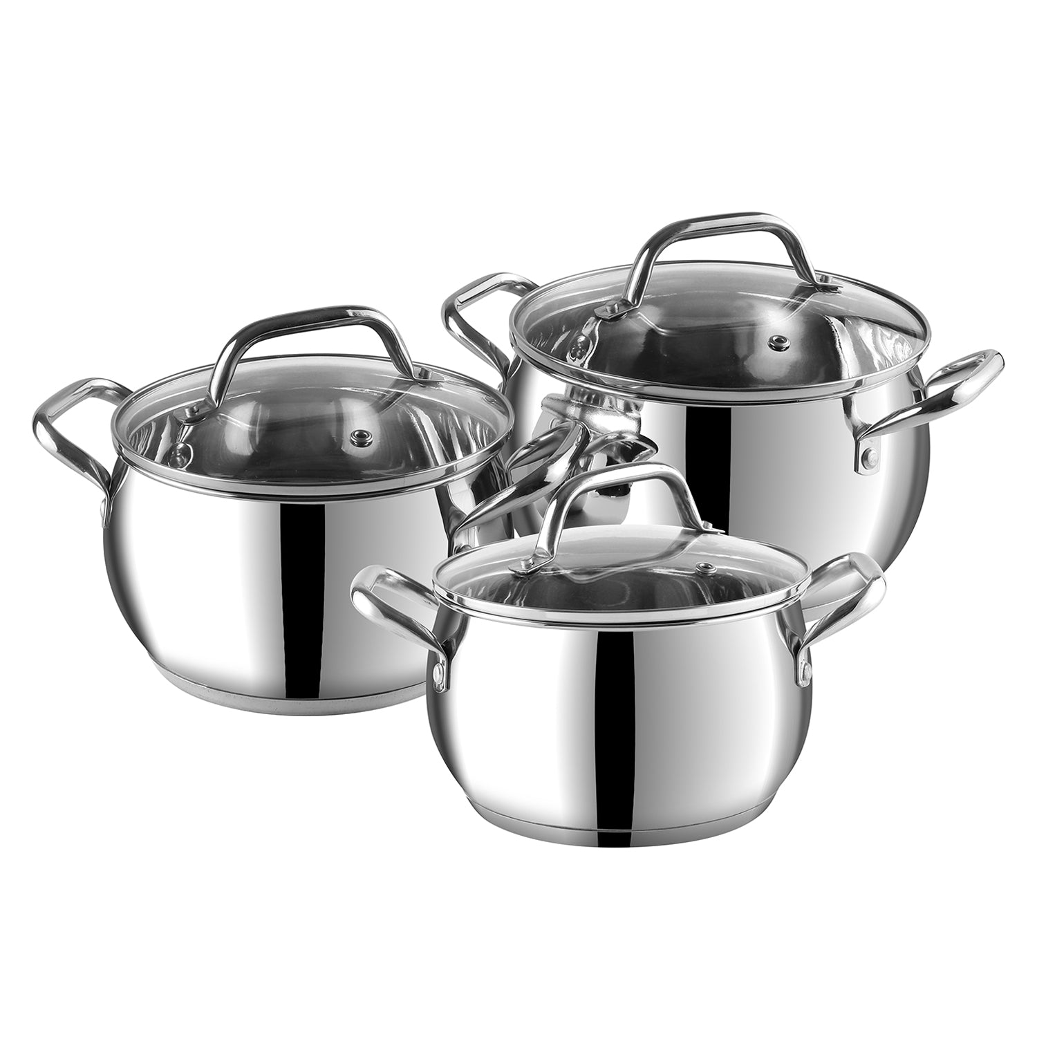 Vinod Almaty Saucepot Set - AISI 430 Induction Base High Quality Stainless Steel | Vinod Cookware