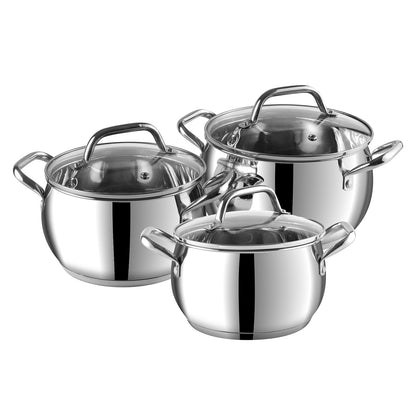 Vinod Almaty Saucepot Set - AISI 430 Induction Base High Quality Stainless Steel | Vinod Cookware