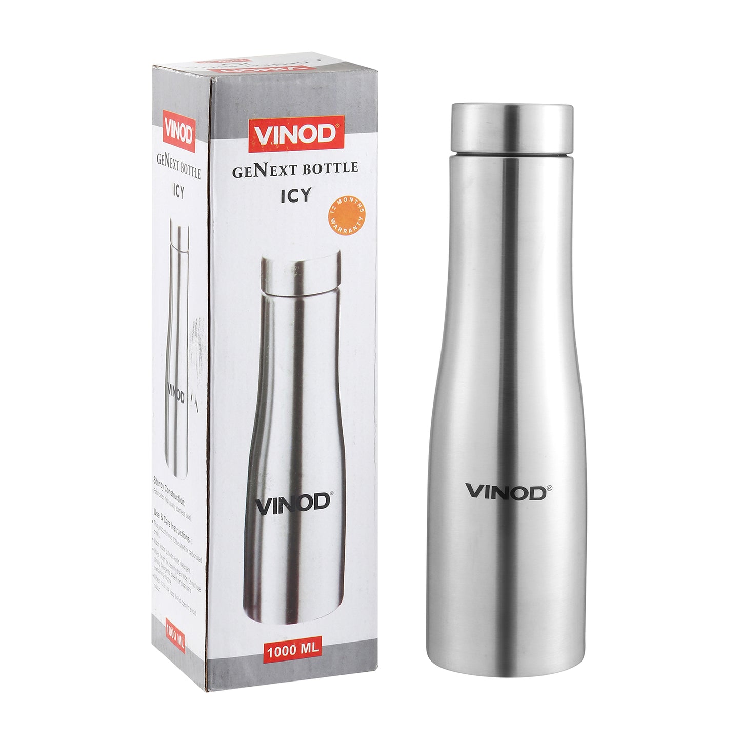 Vinod Icy Bottle - Side Profile Steel Bottle | Vinod Cookware India