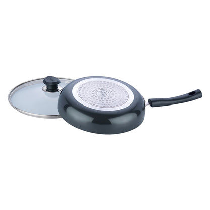 Vinod Hard Anodised Deep Frypan with Glass Lid - Induction Friendly, buy online India