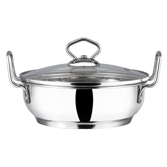 Vinod Stainless Steel Kadai with Lid - Induction Safe SAS Bottom Base | Vinod Cookware