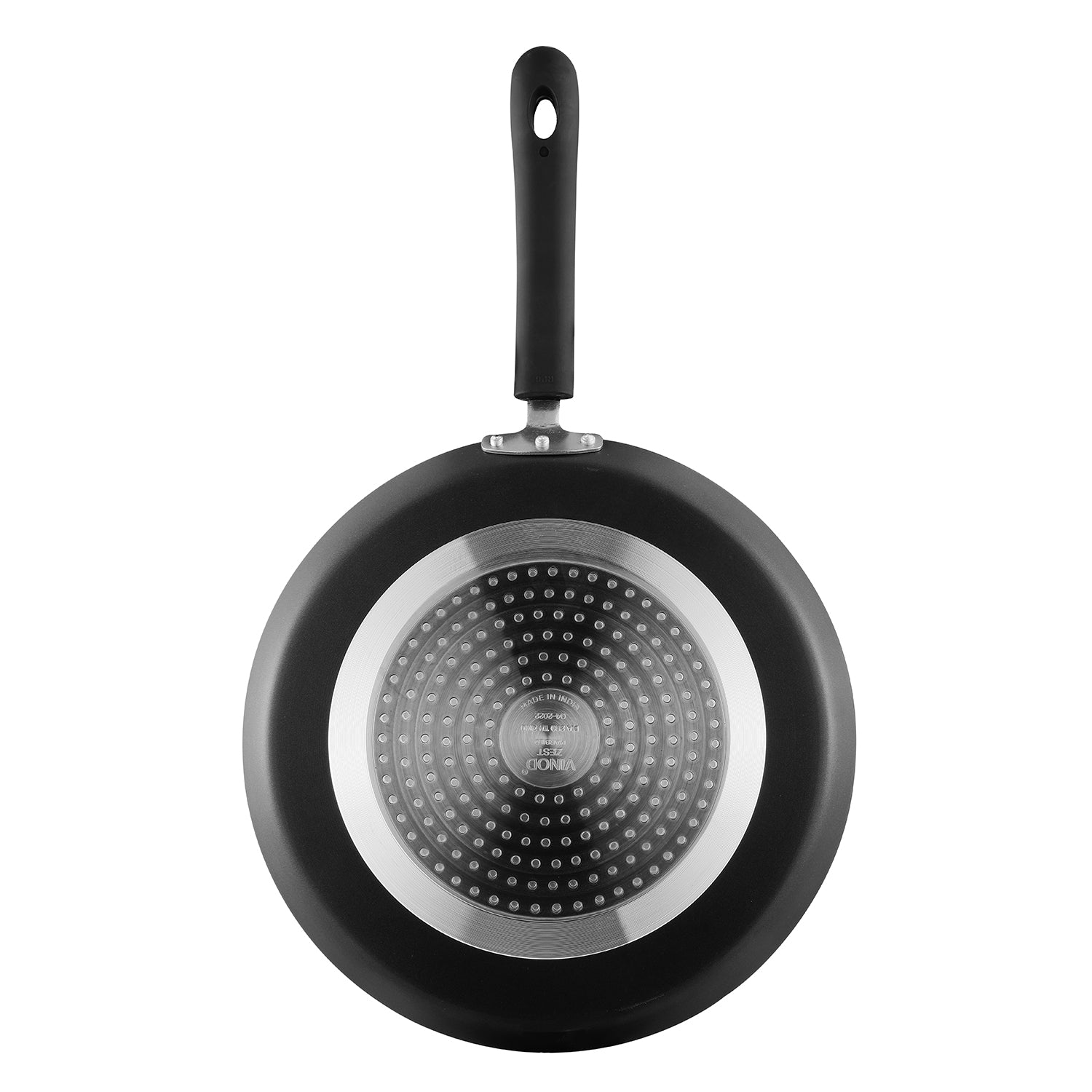 Bottom view of the Marlibo Nonstick Dosa Tawa showing an induction-compatible base and sturdy ergonomic handle.