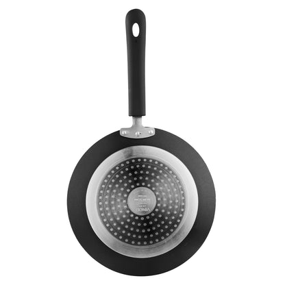 Bottom view of the Marlibo Nonstick Concave Tawa showing an induction-compatible base and sturdy ergonomic handle.