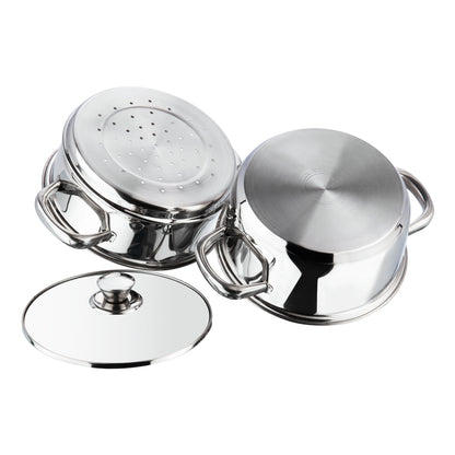 Vinod 2 Tier Steamer - SAS Encapsulated Induction Safe Base for Even Heat | Vinod Cookware