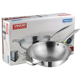 Vinod Platinum Triply Stainless Steel Wok - 26 cm (Induction Friendly)