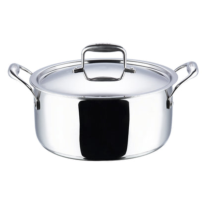 Vinod Platinum, Triply Stainless Steel Saucepot, Saucepot with Lid, Stainless Steel Cookware, Triply Cookware India, Induction Compatible Saucepot, Heavy Bottom Saucepot, Kitchen Cooking Pot
