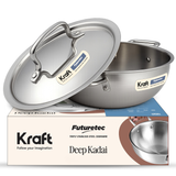 Kraft Futuretec Triply Stainless Steel Extra Deep Kadai (Induction Friendly)