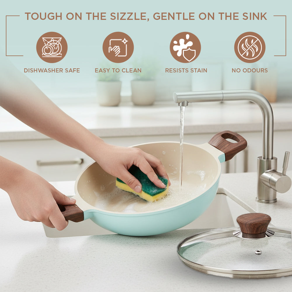 Vinod Ceravit Kadai Ceragreen - Lifestyle Cooking Shot 75% Less Oil Healthy | Vinod Cookware