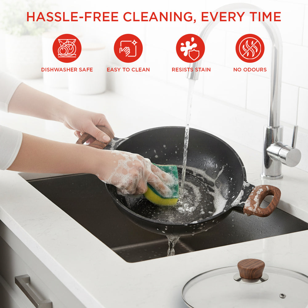 Vinod Di Casa Kadai - Easy Grip Heat Resistant Handle for Safe Cooking | Vinod Cookware