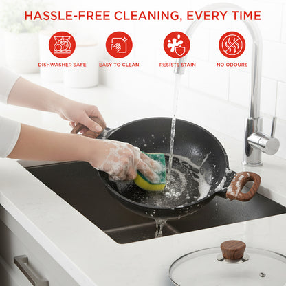 Vinod Di Casa Kadai - Easy Grip Heat Resistant Handle for Safe Cooking | Vinod Cookware