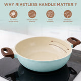 Vinod Ceravit Deep Kadai Ceragreen - Stay Cool Handle Stain Resistant | Vinod Cookware