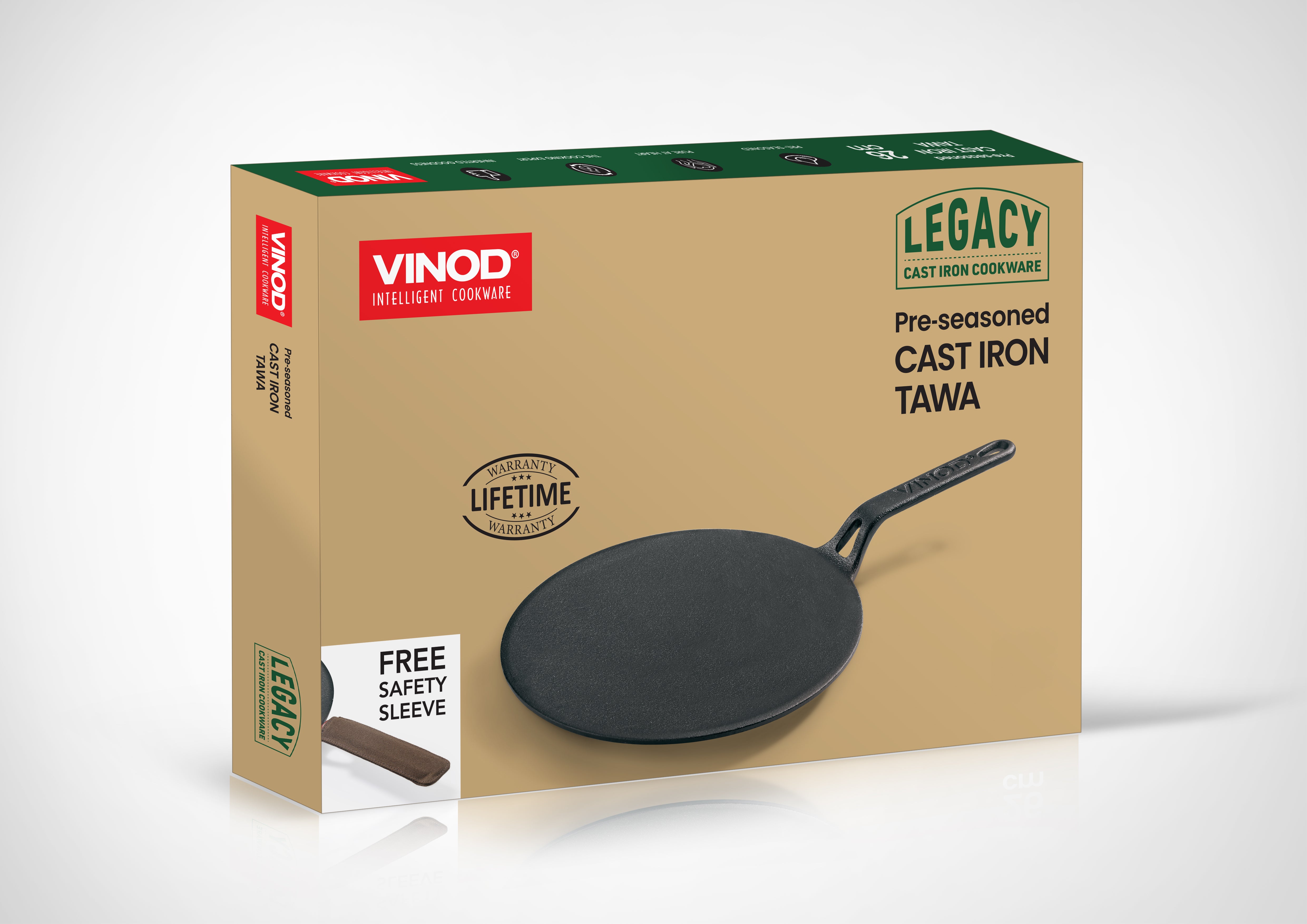 Vinod Legacy Pre-Seasoned  Cast Iron Roti Tawa - 26 cm (Induction Friendly)