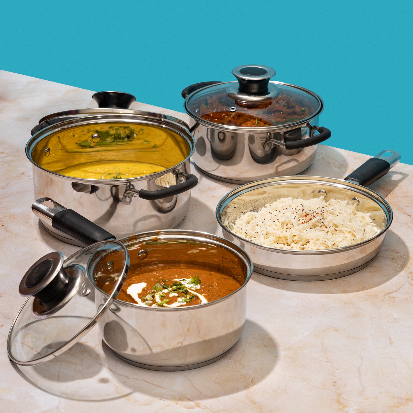Vinod Master Chef Stainless Steel Set - Complete View with Capacity Markers | Vinod Cookware