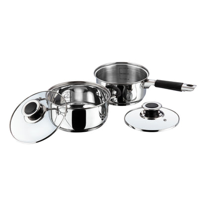 Vinod Master Chef Set - Saucepan with Glass Lid and Silicon Handle | Vinod Cookware