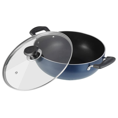 Vinod Zest Non Stick Deep Kadai - Minimal Oil Use with Glass Lid | Vinod Cookware India