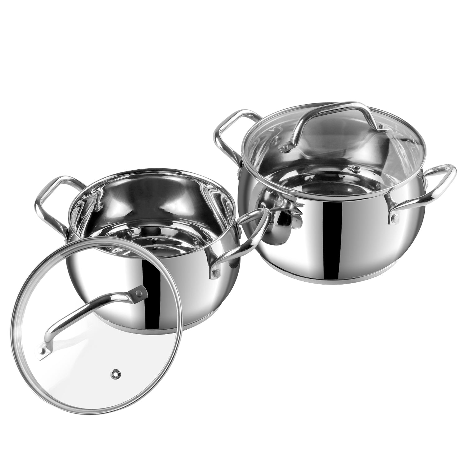 Vinod Stainless Steel Almaty 2pc Saucepot Set - Mirror Finish Induction Friendly | Vinod Cookware