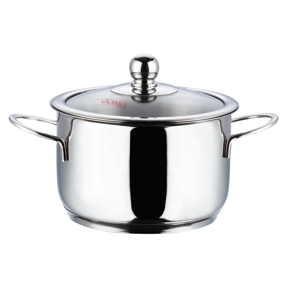 Vinod Tuscany Casserole Set - Mirror Finish Stainless Steel with Glass Lid | Vinod Cookware