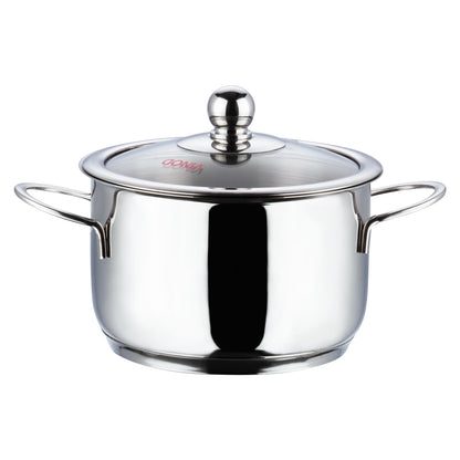 Vinod Tuscany Casserole Set - Mirror Finish Stainless Steel with Glass Lid | Vinod Cookware