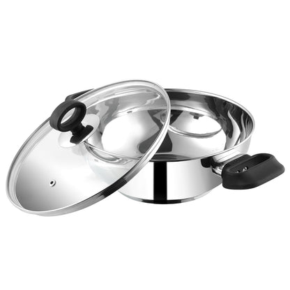 Vinod Stainless Steel Deluxe Kadai - Mirror Finish Body for Easy Cleaning | Vinod Cookware