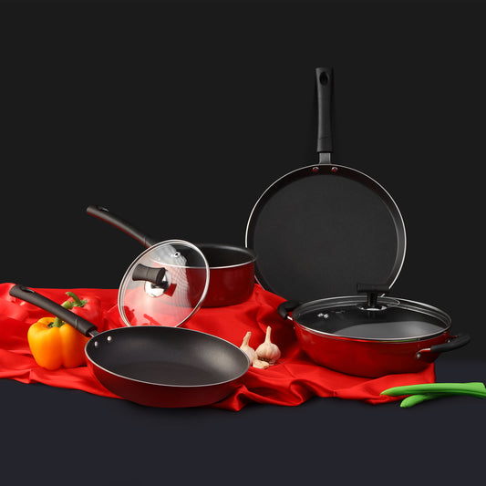 Vinod Popular Non-Stick Cookware Set 3pc 4pc - Kadai Frypan Dosa Tawa Induction Friendly | Vinod Cookware