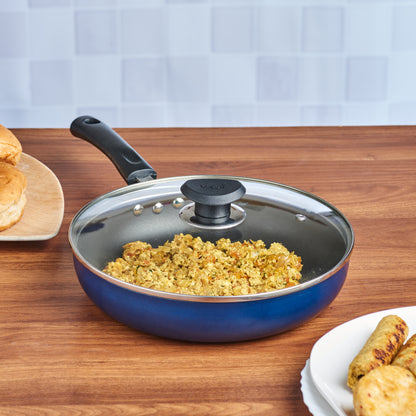 Vinod Zest Non Stick Deep Fry Pan with Lid - Main View Gas | Vinod Cookware India
