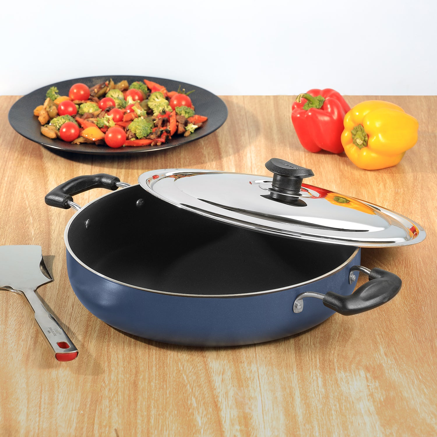 Vinod Zest Non Stick Deep Fry Pan with Lid - Main View | Vinod Cookware India