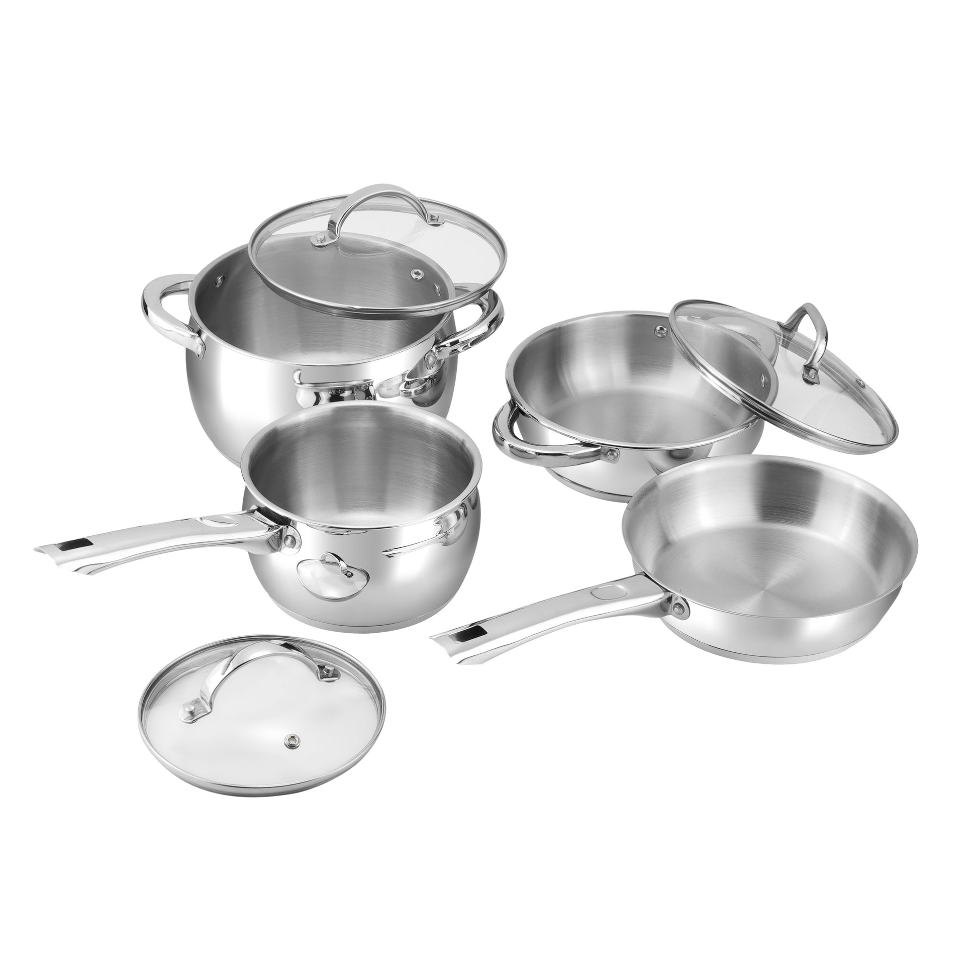 Vinod Letten Set - Stainless Steel Kadai 20cm 2L with Glass Lid | Vinod Cookware