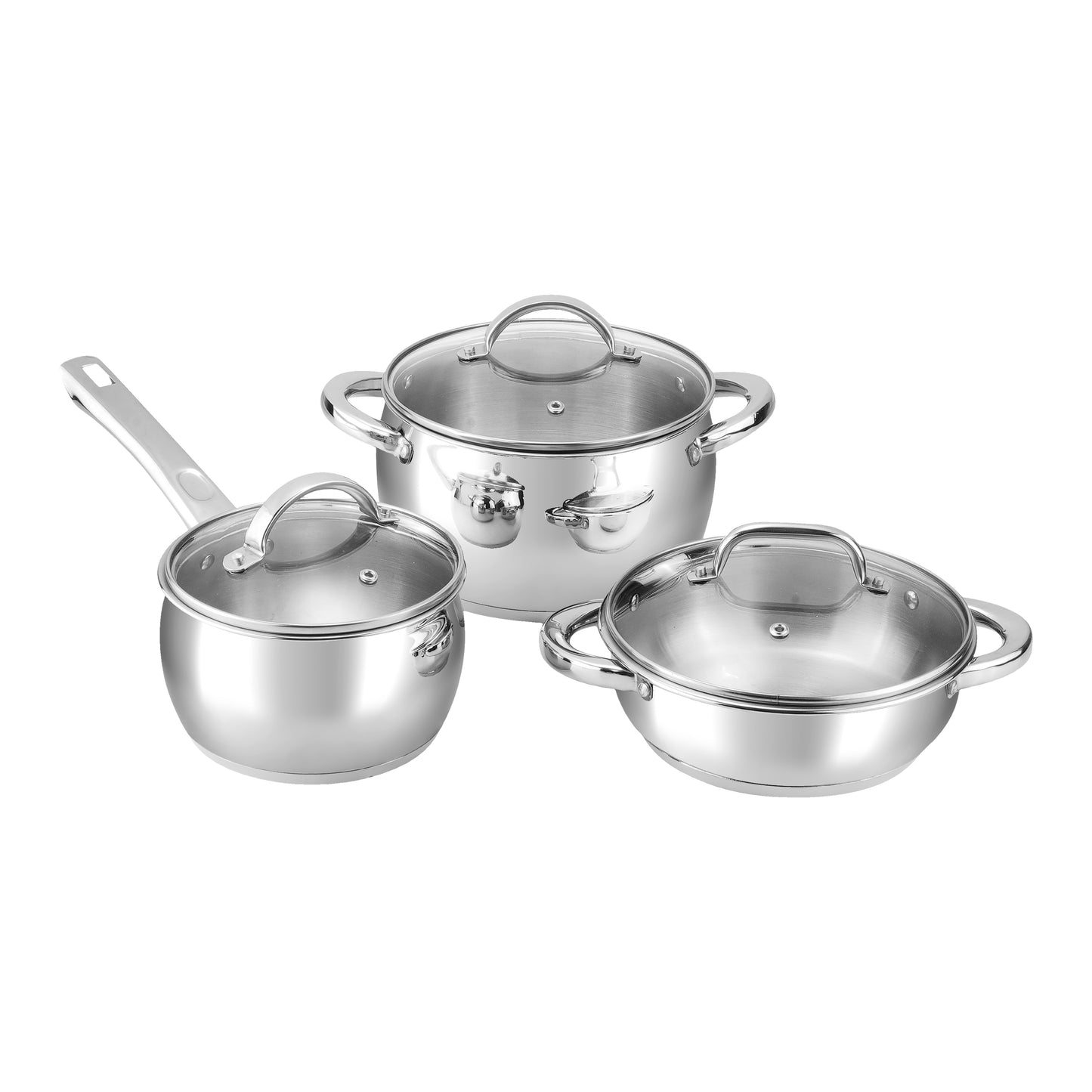 Vinod Letten 2pc Set - Saucepan and Belly Shape Saucepot with Glass Lids | Vinod Cookware