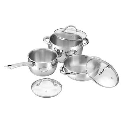 Vinod Letten Set - Stainless Steel Saucepan 16cm 2.2L with Glass Lid | Vinod Cookware