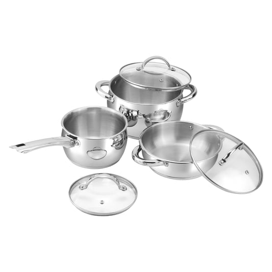 Vinod Letten Set - Stainless Steel Saucepan 16cm 2.2L with Glass Lid | Vinod Cookware
