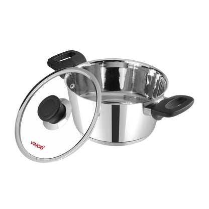 Vinod Trevi Saucepot - Premium Stainless Steel 6mm Thick Heavy SAS Bottom | Vinod Cookware